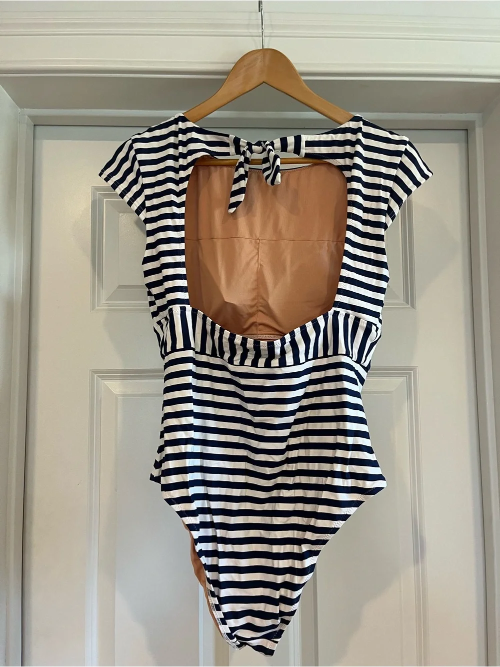 J. Crew Cap-Sleeve One-Piece Swimsuit in Classic Stripe - Size 10